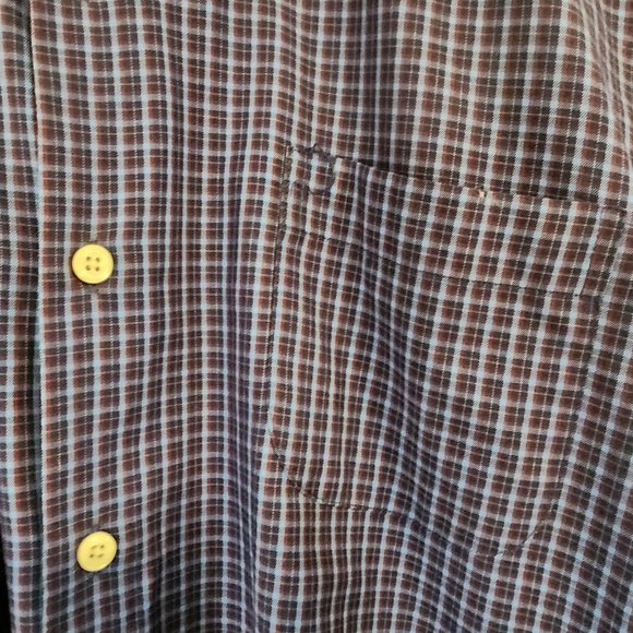 Peter Millar Mens Button Down Shirt L Long Sleeve Checker,Collared,Blue,Pocket - Picture 7 of 14